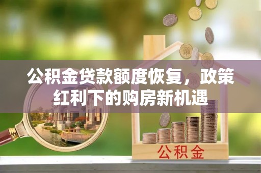 于洪公积金贷款额度恢复，政策红利下的购房新机遇