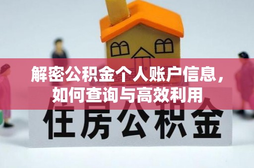 于洪解密公积金个人账户信息，如何查询与高效利用