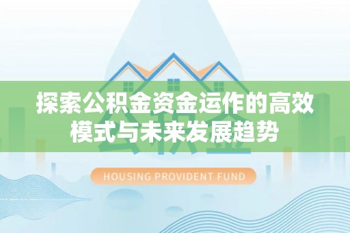 于洪探索公积金资金运作的高效模式与未来发展趋势